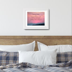 Inspirational Serenity Prayer Pink Sunset Framed Art