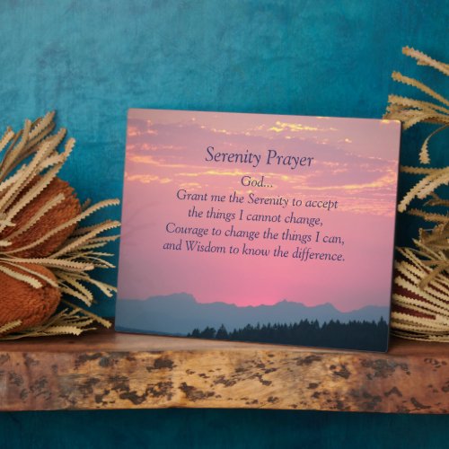 Inspirational Serenity Prayer Pink Sunset Plaque