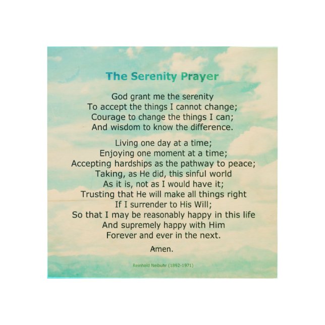 inspirational serenity prayer quote on wood panel (Front)