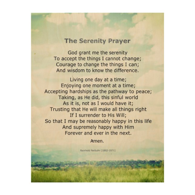inspirational serenity prayer quote on wood panel (Front)