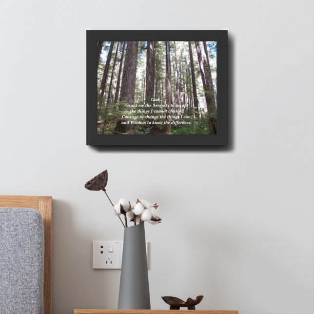 Inspirational Serenity Prayer Sunlit Forest Framed Art (Bedside)