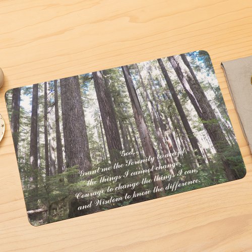 Inspirational Serenity Prayer Sunlit Forest Placemat