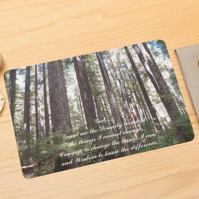 Inspirational Serenity Prayer Sunlit Forest Placemat (In Situ Table)