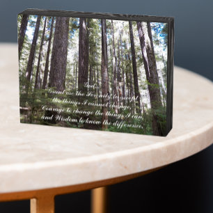 Inspirational Serenity Prayer Sunlit Forest Wooden Box Sign