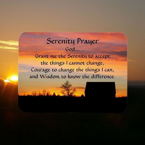 Inspirational Serenity Prayer Sunset Silhouette Magnet