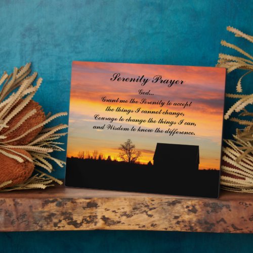 Inspirational Serenity Prayer Sunset Silhouette Plaque