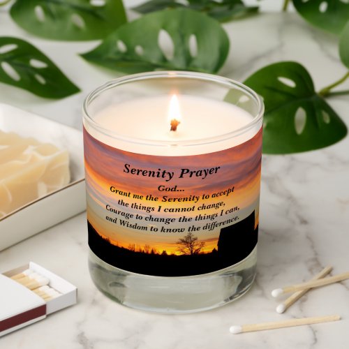 Inspirational Serenity Prayer Sunset Silhouette Scented Candle