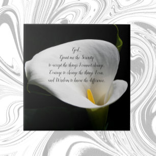 Inspirational Serenity Prayer White Calla Lily Ceramic Tile