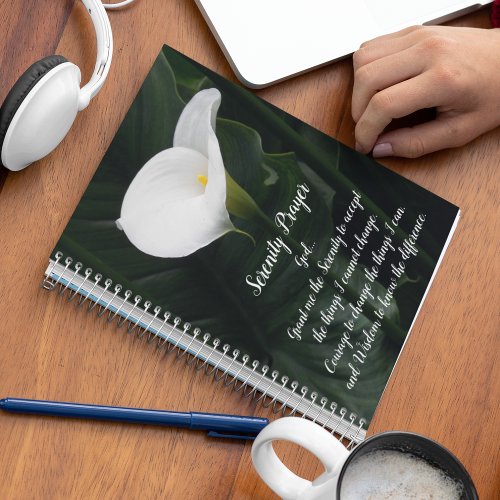Inspirational Serenity Prayer White Calla Lily Notebook