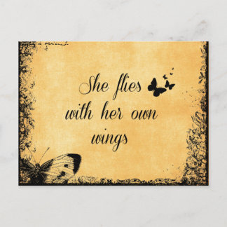 Inspirational She Flies with her own Wings Quote Postcard