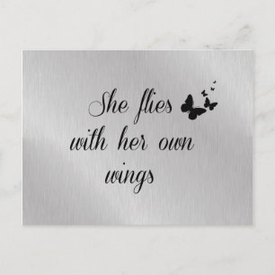 Inspirational She Flies with her own Wings Quote Postcard
