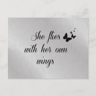 Inspirational She Flies with her own Wings Quote Postcard