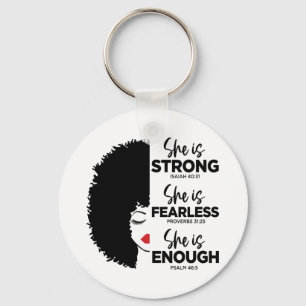Inspirational She Is Button Keychain