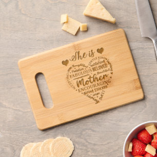 Inspirational She Is Mother Engraved Cutting Board