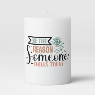 Inspirational smile word art pillar candle