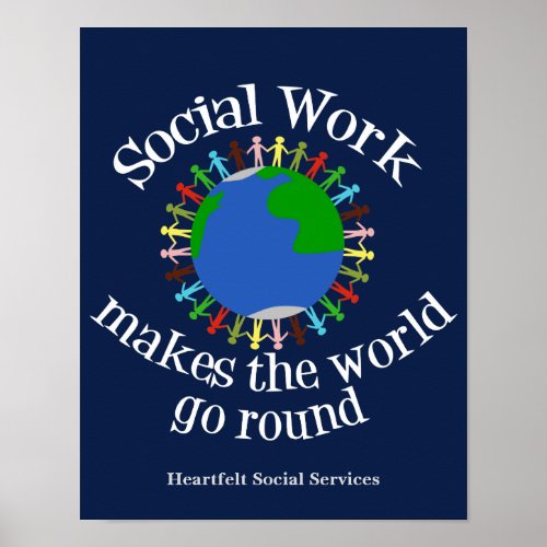 Inspirational Social Work Quote Custom Blue Office Poster