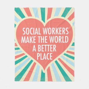 Inspirational Social Work Quote Cute Heart Fleece Blanket