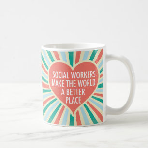 Inspirational Social Work Quote Heart Retro Colors Coffee Mug