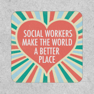 Inspirational Social Work Quote Heart Retro Colors Patch