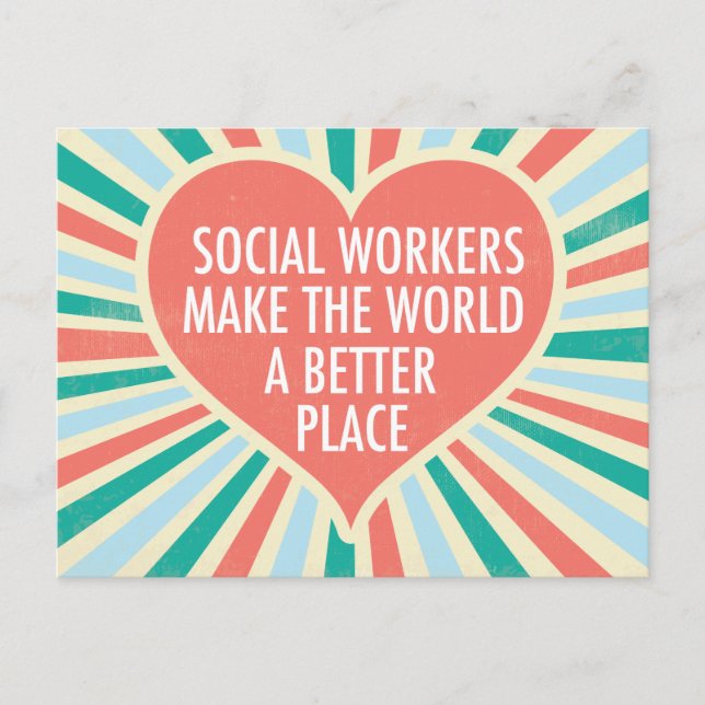 Inspirational Social Work Quote Heart Retro Colors Postcard (Front)