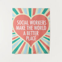 Inspirational Social Work Quote Heart Retro Colors