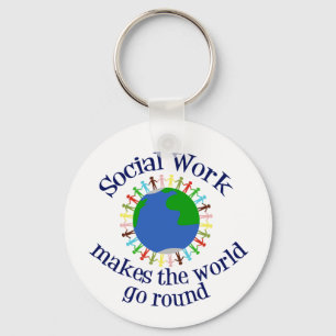 Inspirational Social Work World Quote Keychain