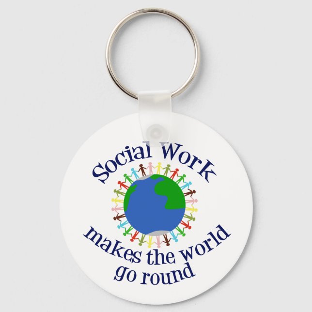 Inspirational Social Work World Quote Keychain (Front)