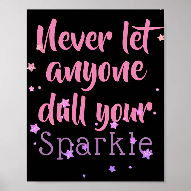 Inspirational Sparkle Quote Purple Pink Stars Poster | Zazzle