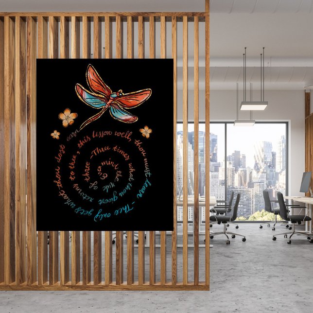  Inspirational Spiral Quote Peach & Aqua Dragonfly Poster (Creator Uploaded)