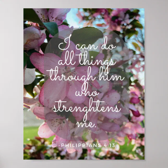 Inspirational Spiritual Quote with Pink Flowers Poster | Zazzle