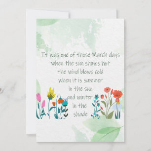 Inspirational Spring Quote Poem Charles Dickens Card
