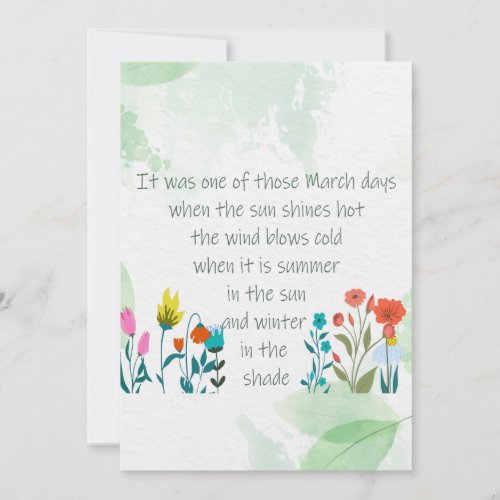 Inspirational Spring Quote Poem Charles Dickens   Card