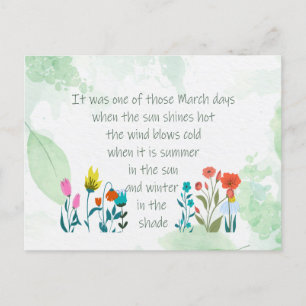 Inspirational Spring Quote Poem Charles Dickens  Postcard