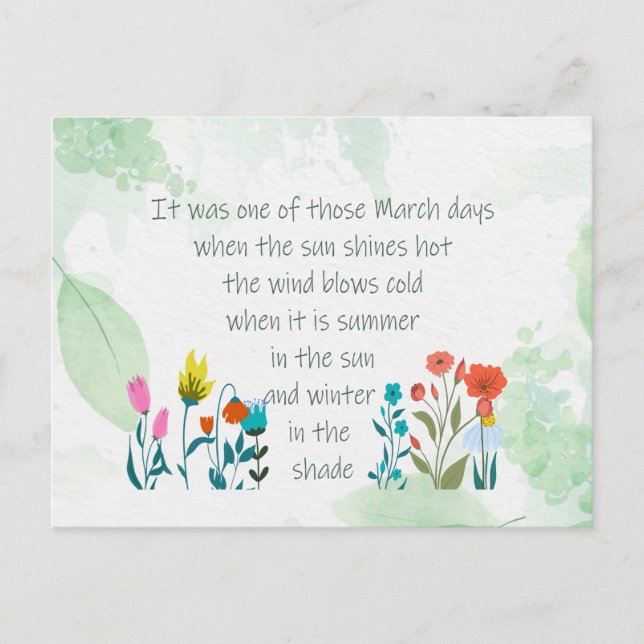 Inspirational Spring Quote Poem Charles Dickens  Postcard (Front)
