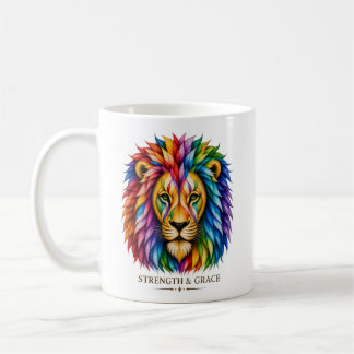 Inspirational Strength and Grace Abstract Lion Art Coffee Mug