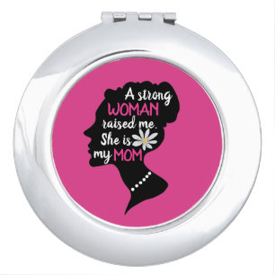 Inspirational Strong Woman Pink Mother's Day Compact Mirror