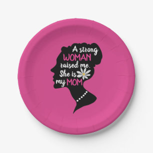 Inspirational Strong Woman Pink Mother's Day Paper Plates