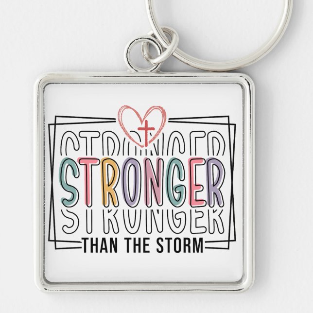 Inspirational Stronger Than The Storm Keychain (Front)