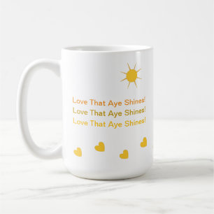 Inspirational Sun Glowing Hearts and Love, Yellow Coffee Mug