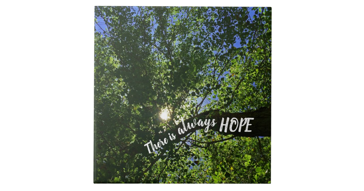 Inspirational Sun Rising Tree There is Always Hope Ceramic Tile | Zazzle