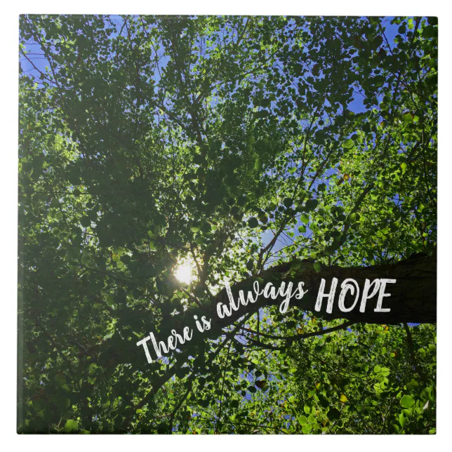 Inspirational Sun Rising Tree There is Always Hope Ceramic Tile | Zazzle