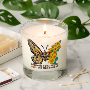 Inspirational Sunflower/Cross/Butterfly Scented Candle