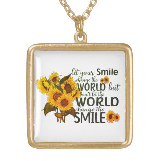 Inspirational Sunflower Quote Gold Plated Necklace