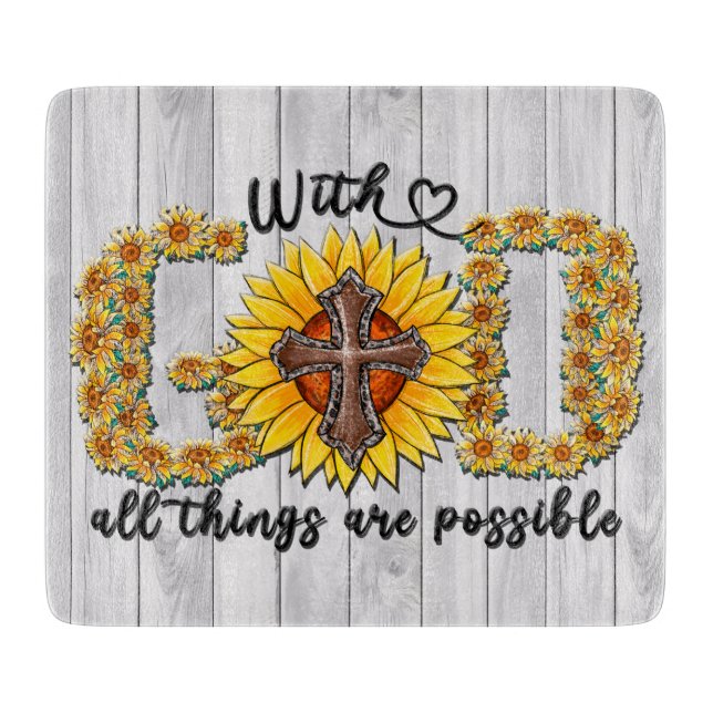 Inspirational Sunflower Sublimation/Scripture Cutting Board (Front)