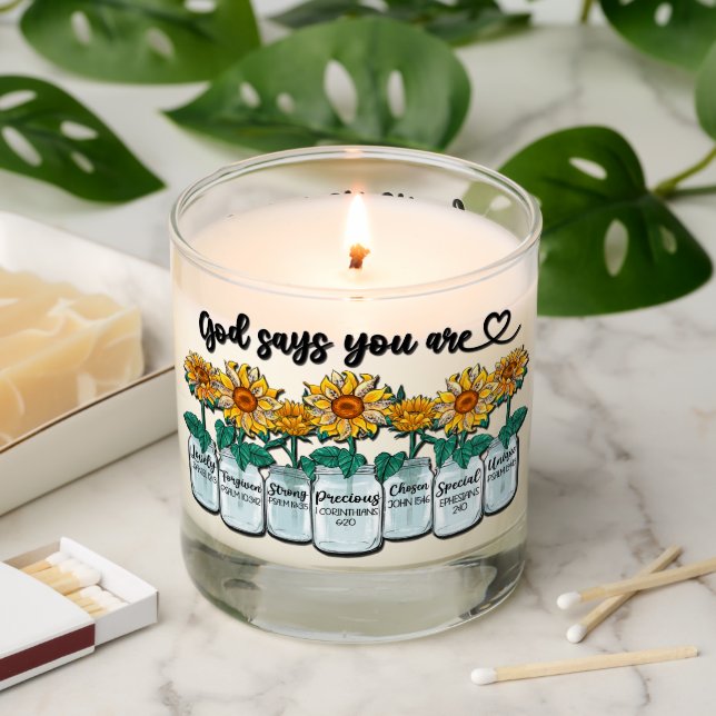 Inspirational Sunflower Sublimation/Scripture Scented Candle (Lit)