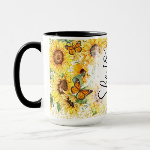 Inspirational Sunflowers and Butterflies Mug