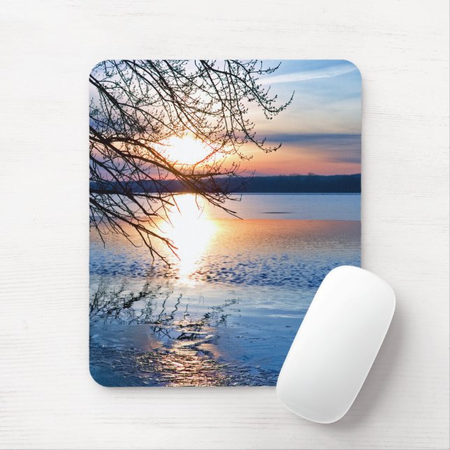 Inspirational Sunrise at Golden Hour Over Lake  Mouse Pad (With Mouse)