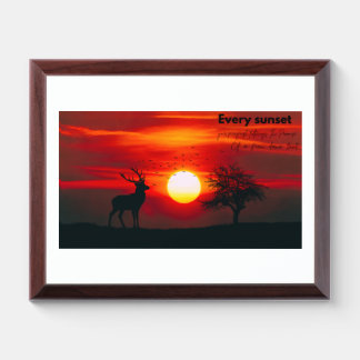 Inspirational Sunset Deer Silhouette Nature Framed Award Plaque