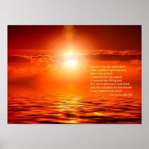 Inspirational Sunset Orange Golden Sky Sea Gold SM Poster