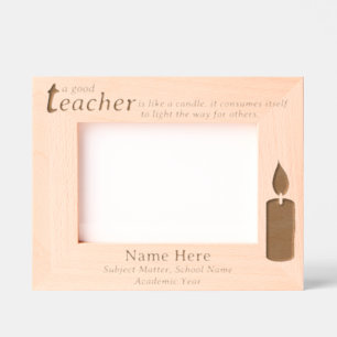 Inspirational Teacher Candle and Custom Name, Text Engraved Frames